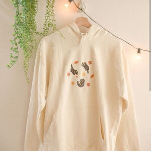 Compost Cat Hoodie with Cat and Leaf Design